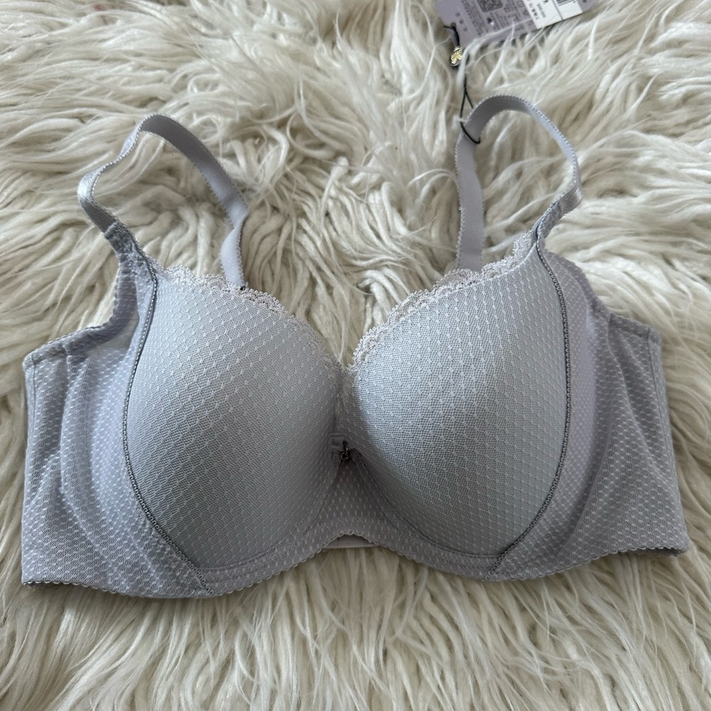 Wacoal underwire lace bra gray blue Japanese WB1605 size‎ D75 US 34C NWT